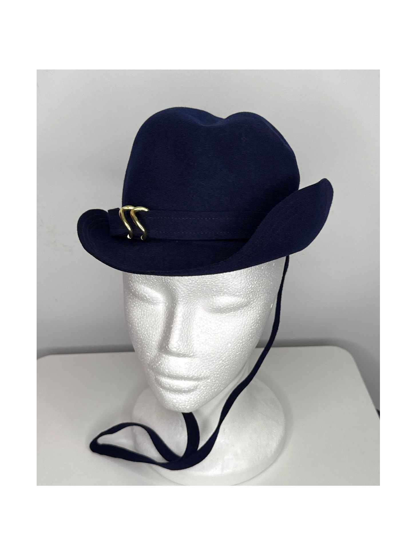 Vintage 1930s1940s Glenover Henry Pollak Ny Navy Wool Cloche Hat Youth  Xs
